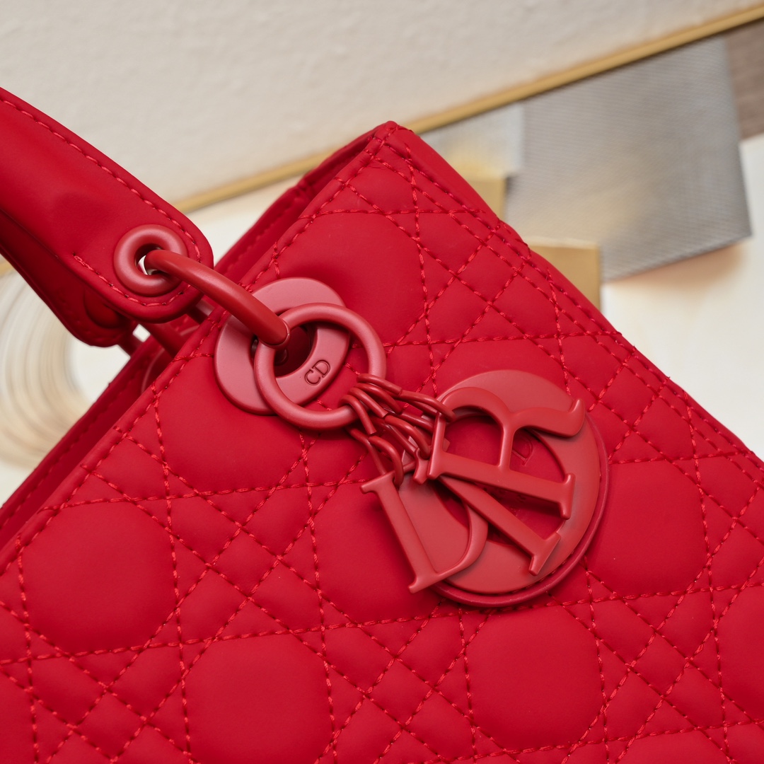 Dior Medium Lady Dior Bag Red Ultramatte Calfskin - Bag