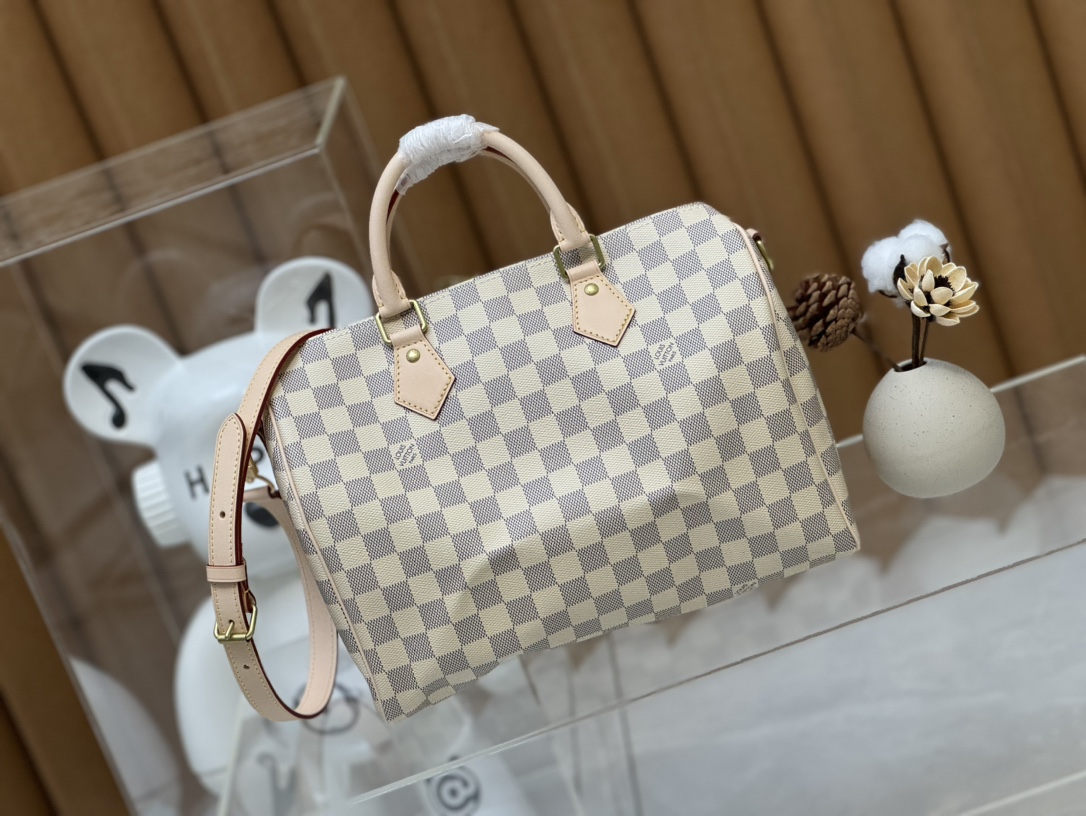 Louis Vuitton Speedy Bandoulière 30 Damier Azur Canvas Women Handbag - Bag