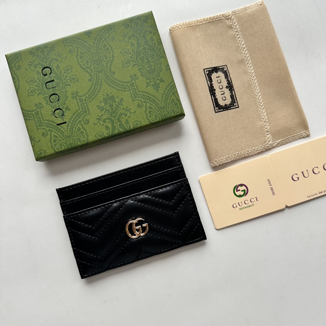 Gucci GG Marmont card case black leather-wallet