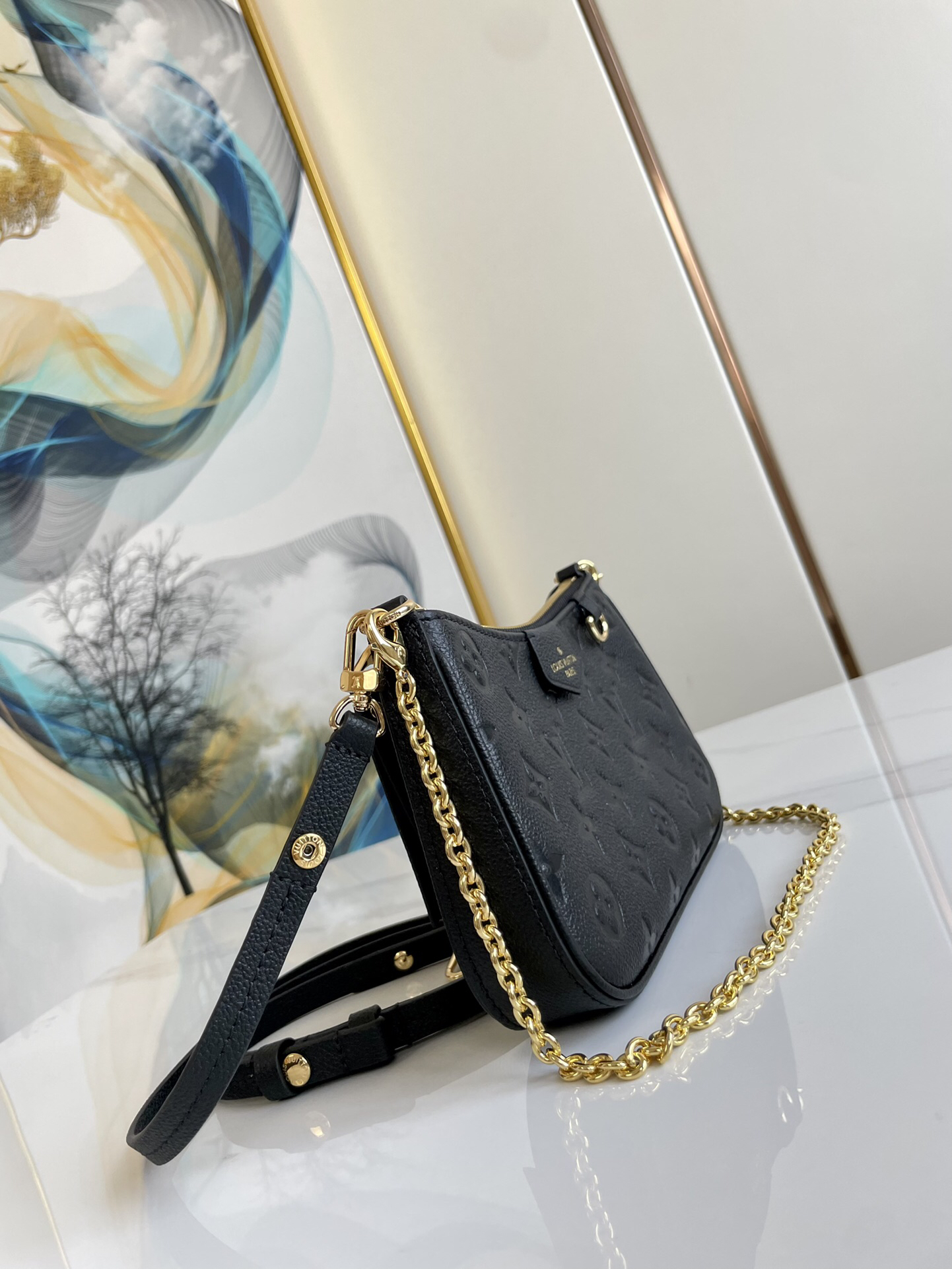 Louis Vuitton Empreinte Monogram Leather Black Easy Pouch On Strap Shoulder Bag Black - Bag