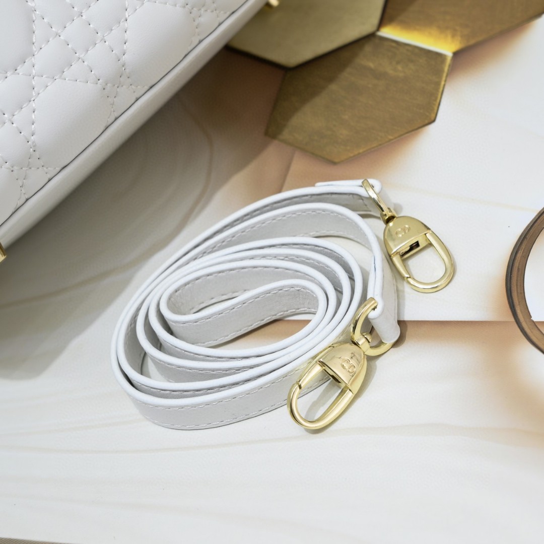 Dior Medium Lady Dior Bag White Cannage Calfskin Golden Hardware - Bag