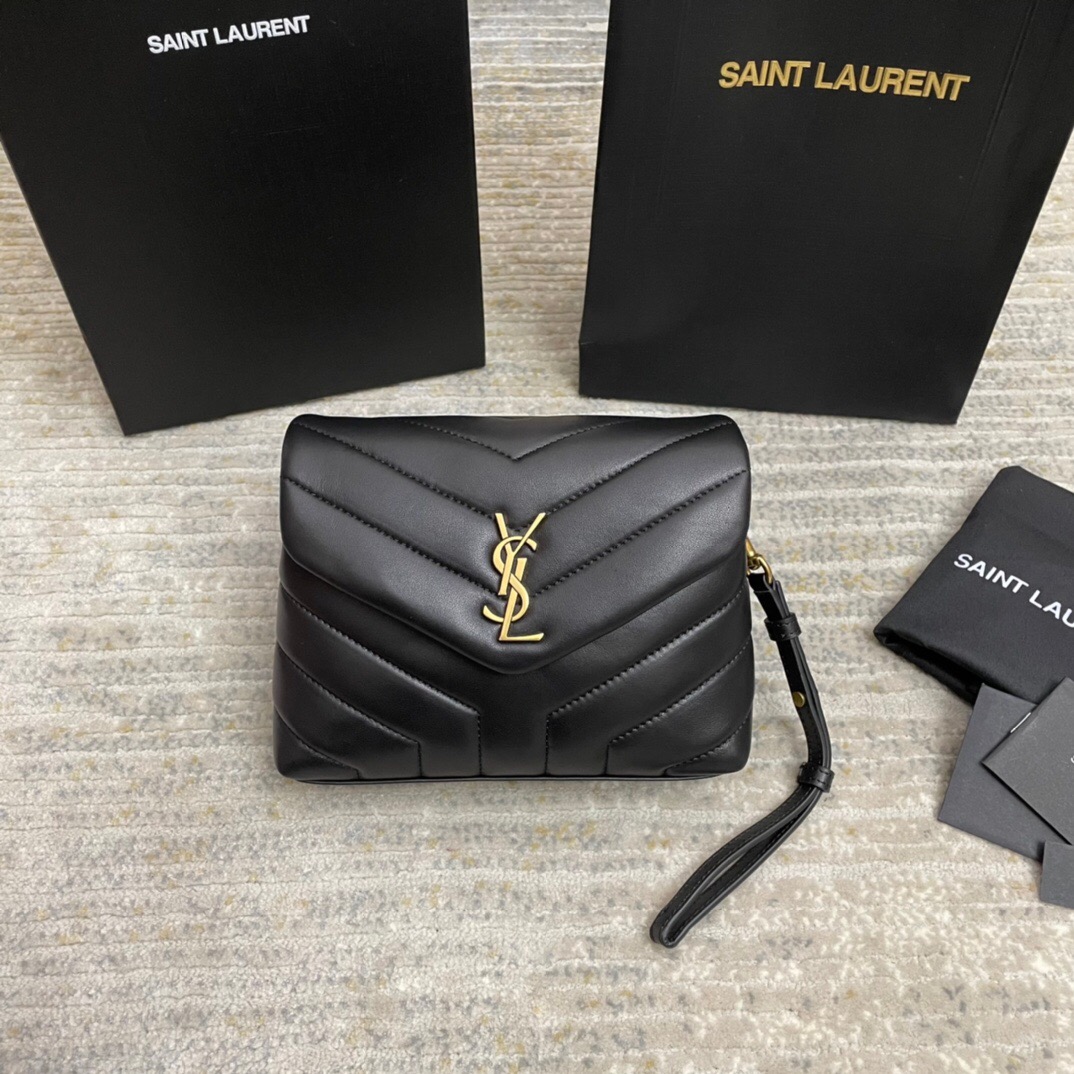 SAINT LAURENT Loulou Toy quilted leather shoulder bag black - Bag