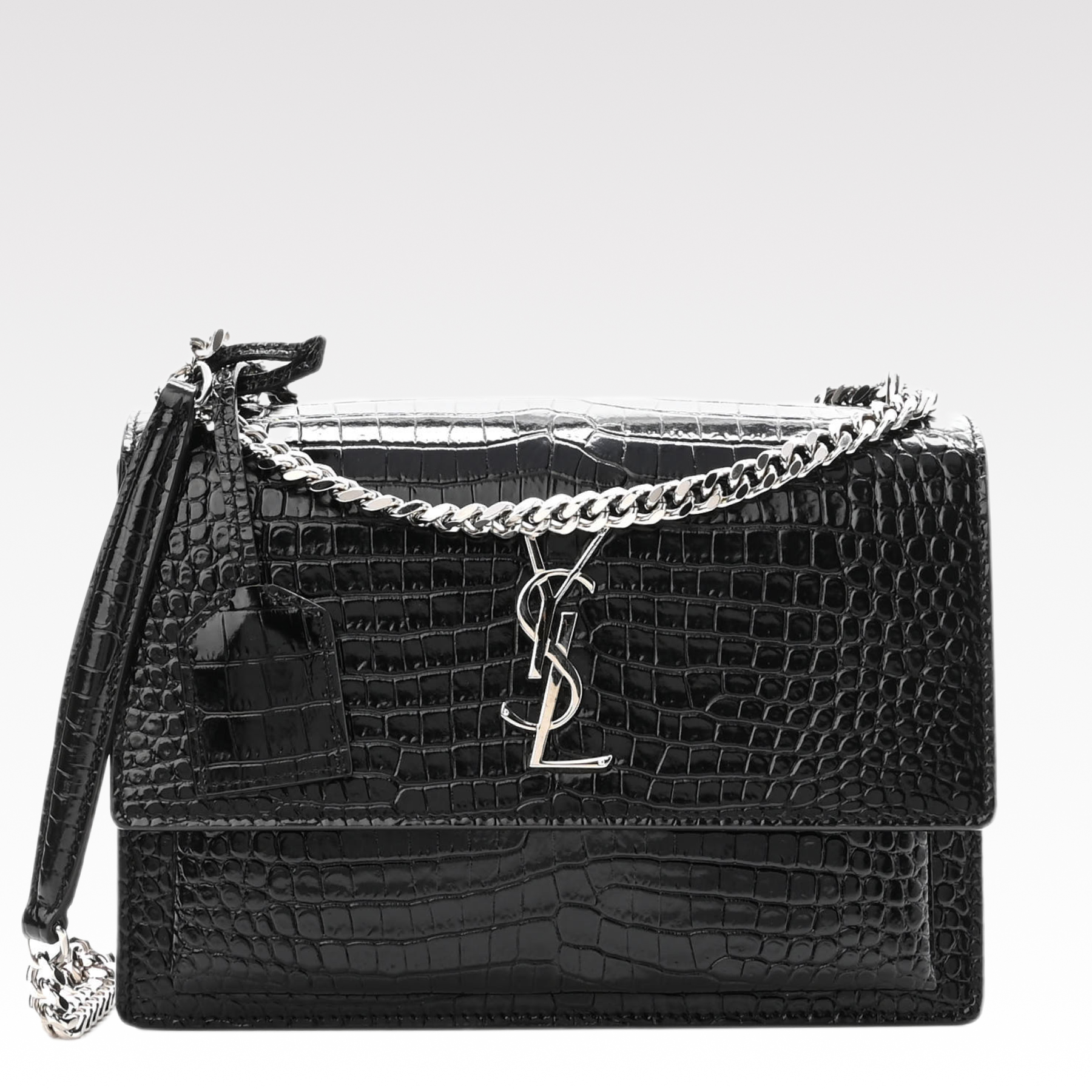 YSL Black Embossed Leather Shoulder Bag