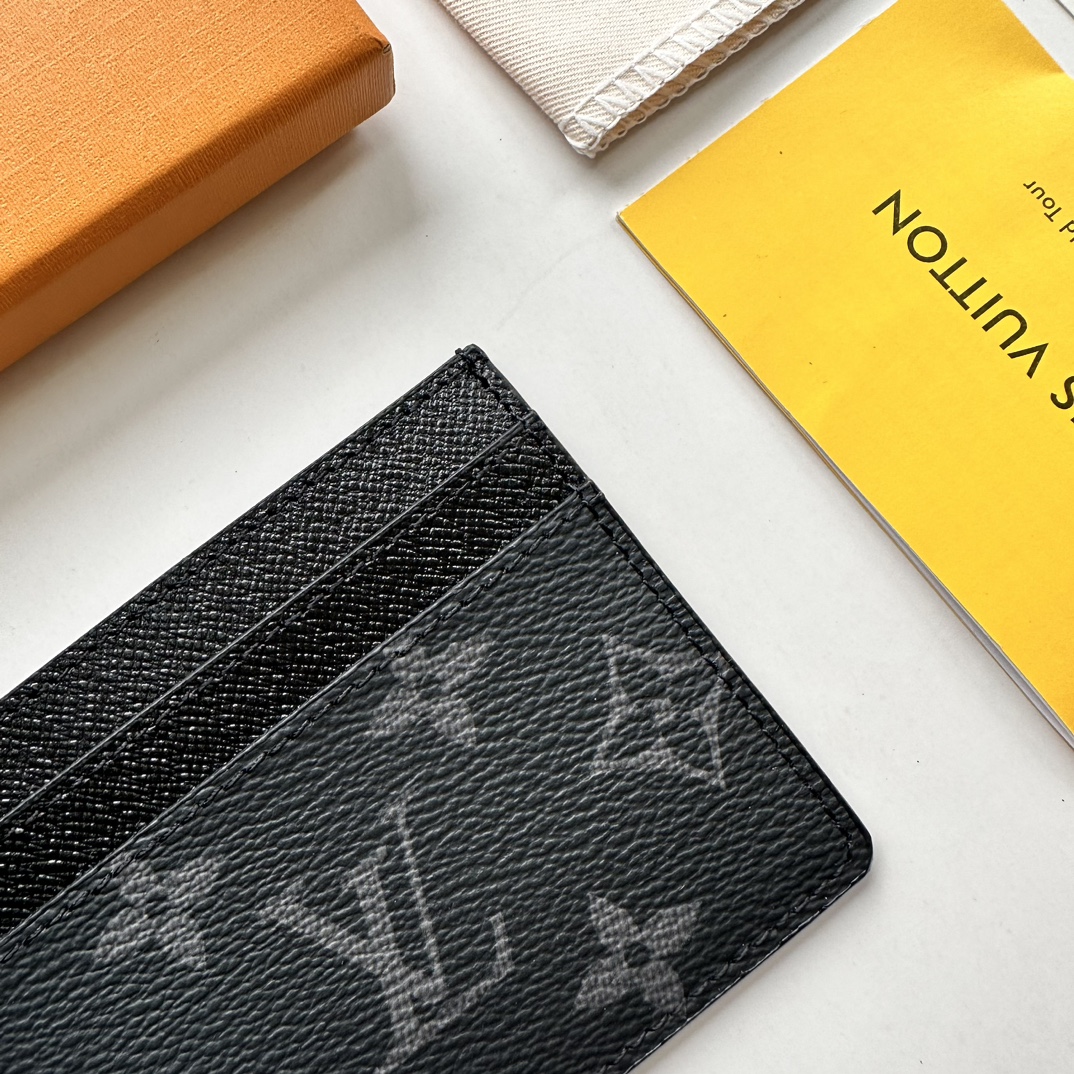 Louis Vuitton Double Card Holder Black Monogram Wallet ﻿