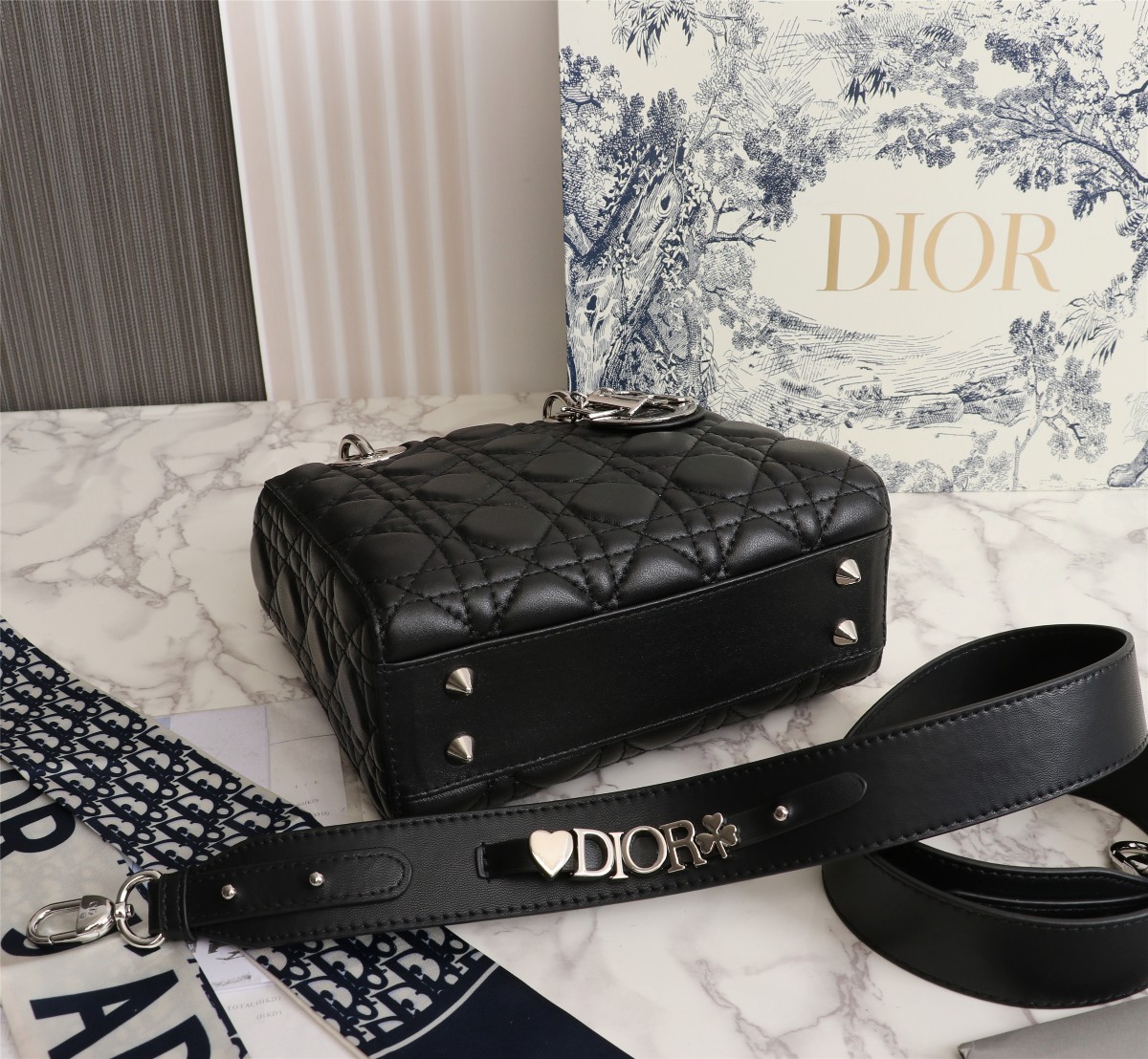 Dior Small Lady Dior Bag Black Cannage Calfskin Silver Hardware - Bag