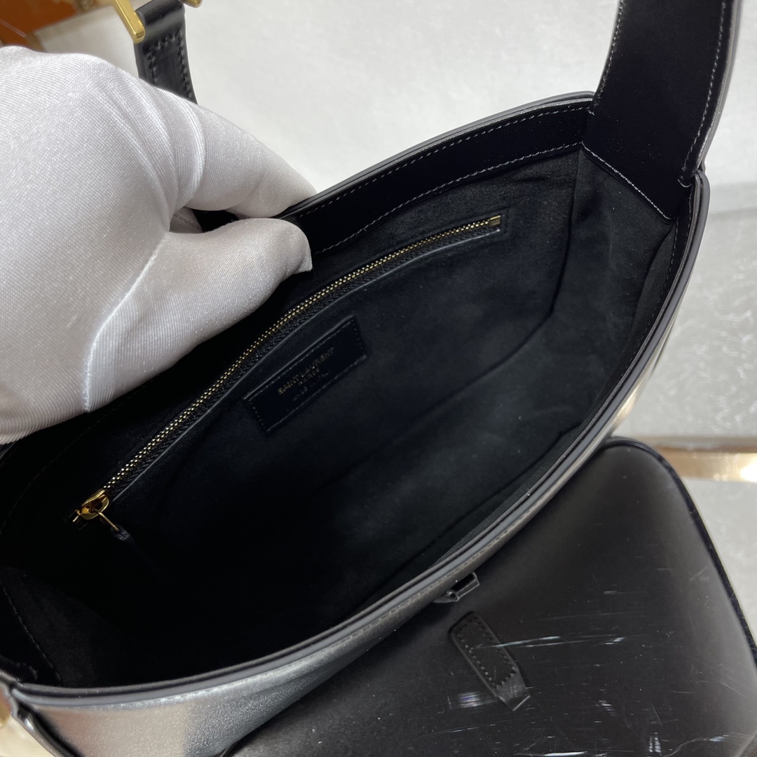 SAINT LAURENT YSL Croc-Embossed Le 5 à 7 Hobo Bag