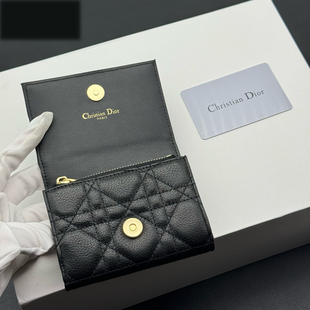 Dior Caro Montaigne Glycine Wallet-Black Leather Wallet