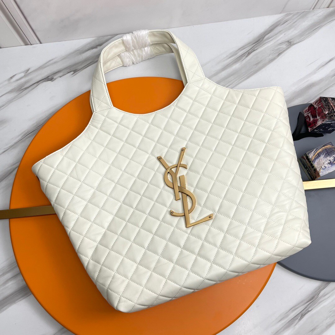 SAINT LAURENT ICARE MAXI SHOPPING BAG IN QUILTED Calfskin WHITE - Bag