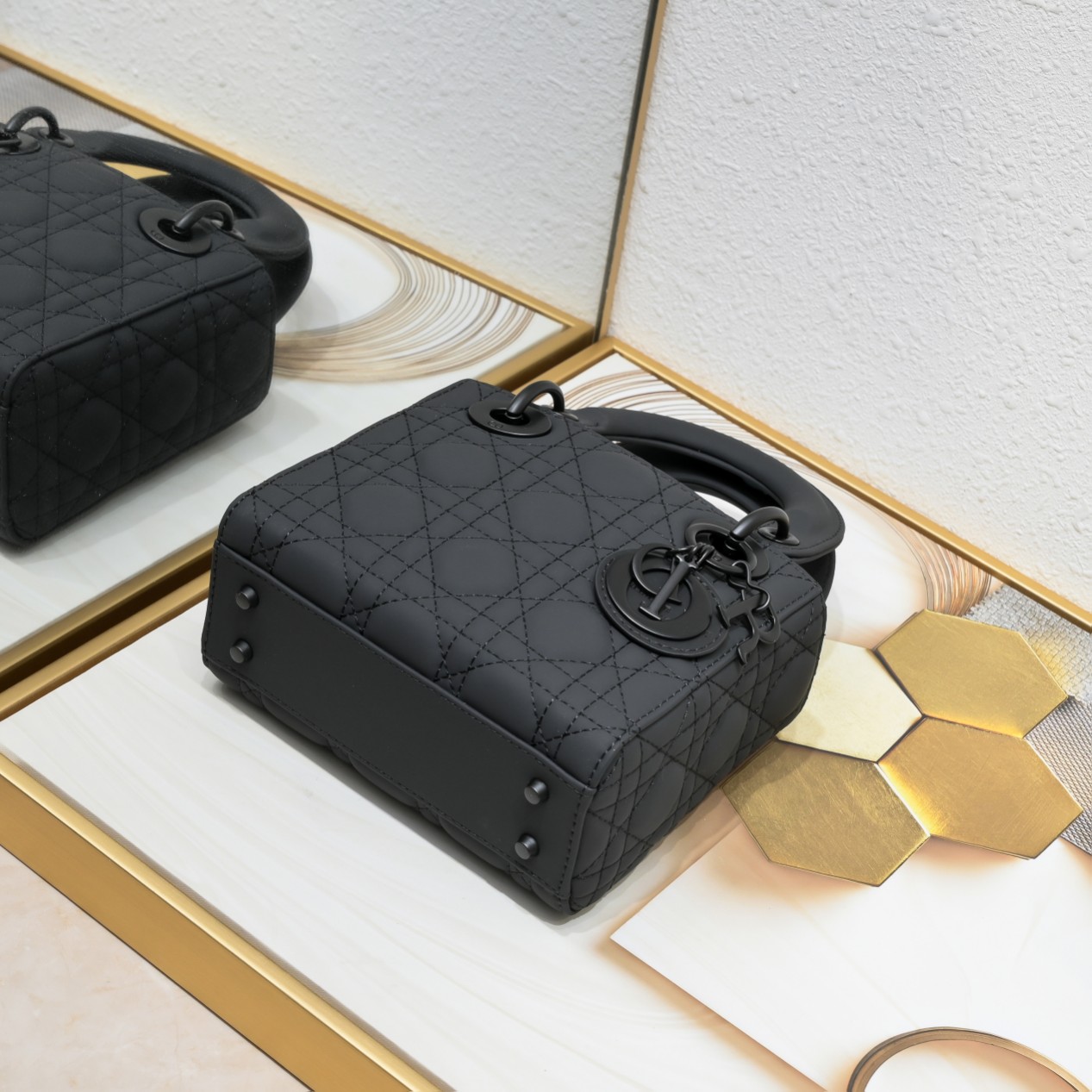 Dior Mini Lady Dior Bag Black Ultramatte Calfskin - Bag