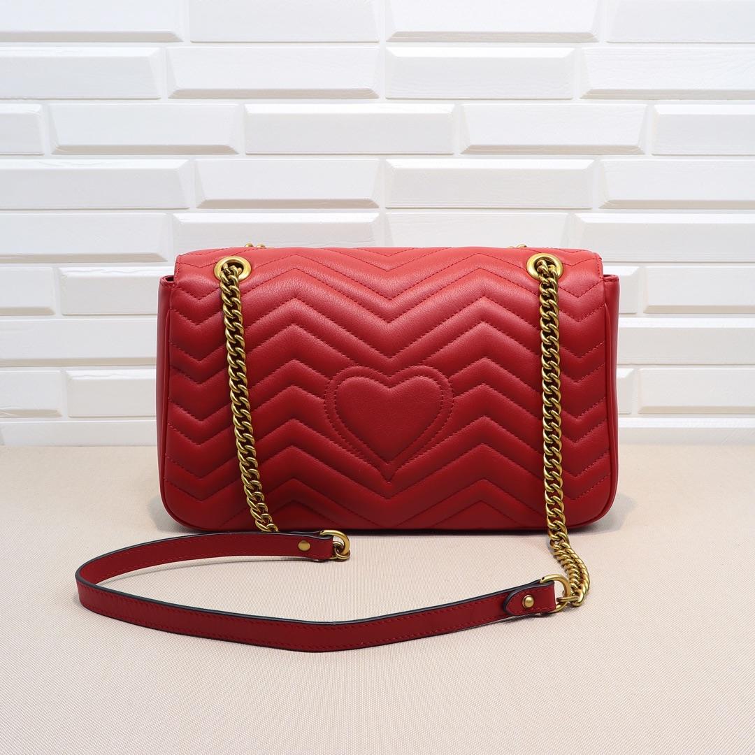 Gucci GG Marmont Small Shoulder Bag in red leather - Bag
