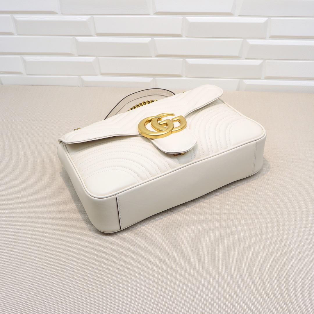 Gucci GG Marmont Small Shoulder Bag in white leather - Bag